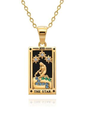 “The Star” Tarot Card Pendant Necklace - Gold